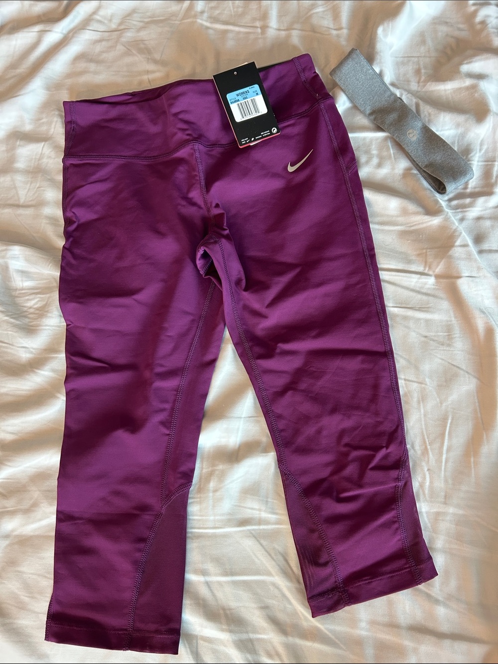 Nike athletic running crop leggings NWT with lululemon headband